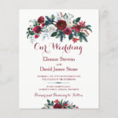 Papier Faire-part de mariage Rustique hiver floral BUDGET (Devant)