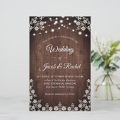 Papier Faire-part de mariage Rustique Lace & String Light (Debout devant)