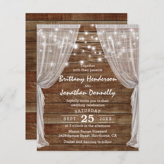 Papier Faire-part de mariage rustique pour grange à petit (Devant / Derrière)