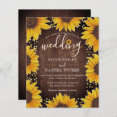 Papier Faire-part de mariage Rustique Sunflower Gold Dots (Devant / Derrière)