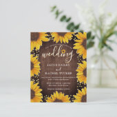 Papier Faire-part de mariage Rustique Sunflower Gold Dots (Debout devant)