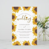 Papier Faire-part de mariage Rustique Sunflower Gold Dots (Debout devant)