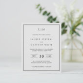 Papier Faire-part de mariage simple gris clair avec monog (Debout devant)