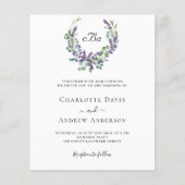 Papier Faire-part de mariage simple lavande violet florau (Devant)