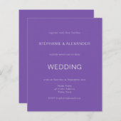 Papier Faire-part de mariage simple violet budget (Devant / Derrière)