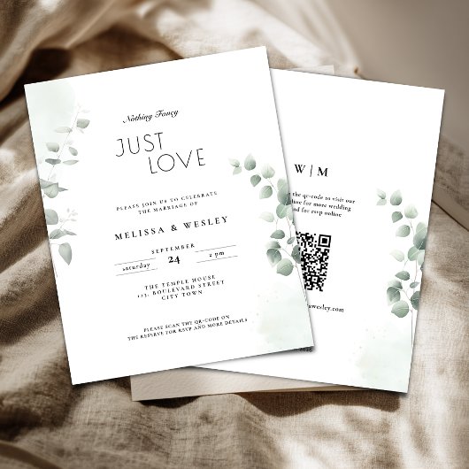 Papier Faire-part de mariage tendance avec code QR et ver