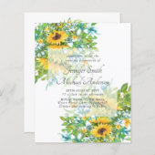Papier Faire-part de mariage tournesols jaune bleu floral (Devant / Derrière)