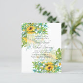 Papier Faire-part de mariage tournesols jaune bleu floral (Debout devant)