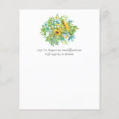 Papier Faire-part de mariage tournesols jaune bleu floral (Dos)