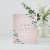 Papier Faire-Part de Mariage Tout en Un Boho Roses Roses (Debout devant)