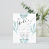 Papier Faire-part de mariage Turquoise d'aquarelle économ (Debout devant)