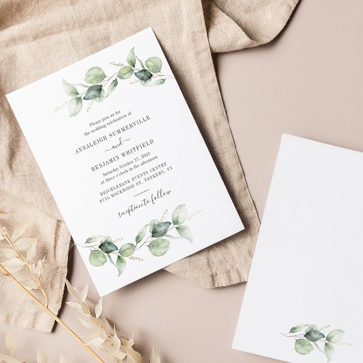 Papier Faire-part de mariage végétal Eucalyptus