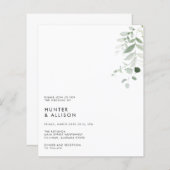 Papier Faire-part de mariage végétal minimaliste (Devant / Derrière)