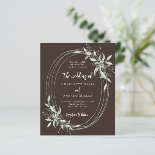 Papier faire-part de mariage verdoyant Brown (Debout devant)