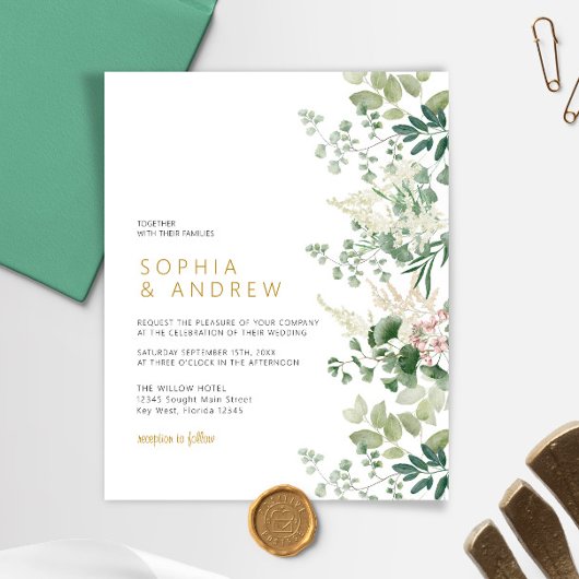Papier Faire-part de mariage verdure de forêt de budget