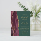 Papier Faire-part de mariage vert agate or Bourgogne (Debout devant)