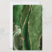 Papier Faire-part de mariage vert chasseur agate or foncé (Dos)
