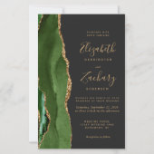 Papier Faire-part de mariage vert chasseur agate or foncé (Devant)