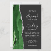 Papier Faire-part de mariage vert chasseur argent agate s (Devant)
