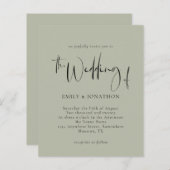 Papier Faire-part de mariage vert de script budgétaire pâ (Devant / Derrière)