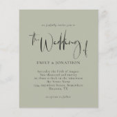 Papier Faire-part de mariage vert de script budgétaire pâ (Devant)