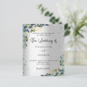 Papier Faire-part de mariage vert d'eucalyptus argenté (Debout devant)