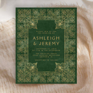 Papier Faire-part de mariage vert livre vintage budget