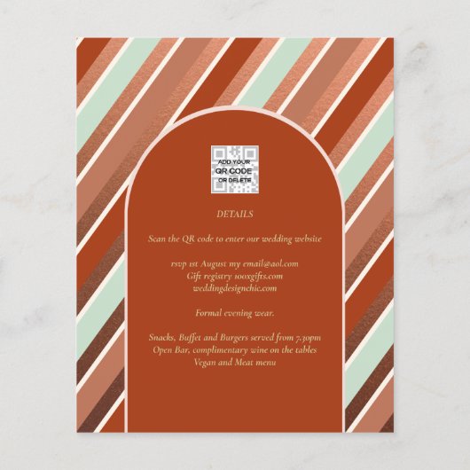 Papier Faire-part de mariage vert menthe en terre cuite B (Dos)