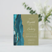Papier Faire-part de mariage vert olive agate sarcelle do (Debout devant)