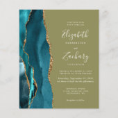Papier Faire-part de mariage vert olive agate sarcelle do (Devant)