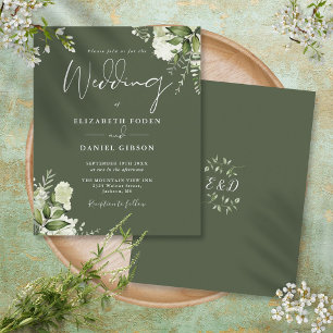 Papier Faire-part de mariage vert olive Budget Greenery