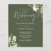 Papier Faire-part de mariage vert olive Budget Greenery (Devant)