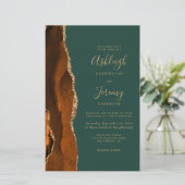 Papier Faire-part de mariage vert or rustique à budget él (Debout devant)