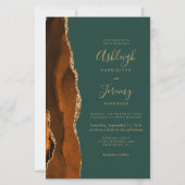 Papier Faire-part de mariage vert or rustique à budget él (Devant)