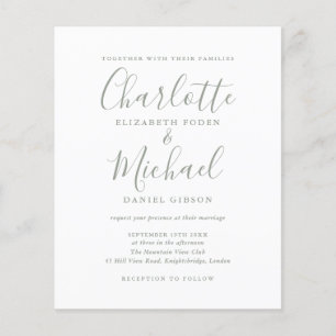 Papier Faire-part de mariage vert sauge Budget Sage