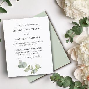 Papier Faire-part de mariage vert sauge eucalyptus à peti