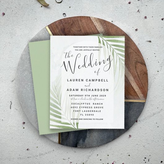 Papier Faire-part de mariage vert tropical pas cher