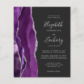 Papier Faire-part de mariage violet argent Agate foncé (Devant)