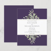 Papier Faire-part de mariage violet Budget Greenery (Devant / Derrière)