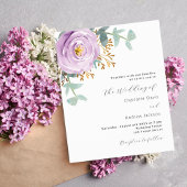 Papier Faire-part de mariage violet pourpre floral pas ch
