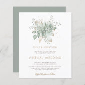 Papier Faire-part de mariage virtuel Budget Foliage Sage (Devant / Derrière)