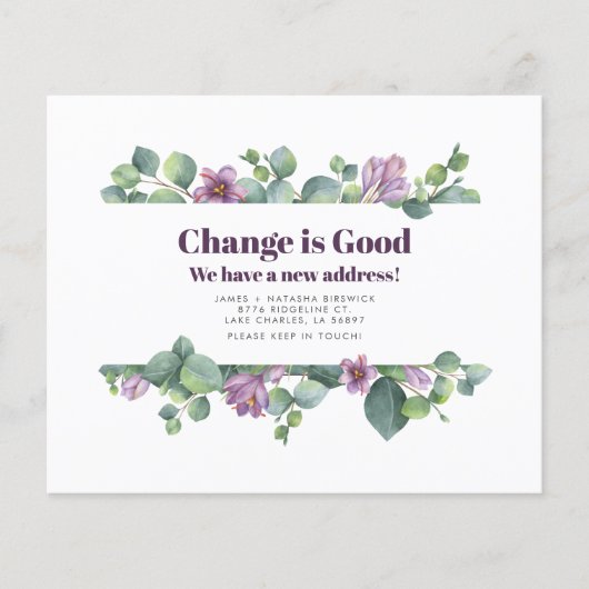 Papier Faire-part de modification d'adresse Eucalyptus Bu (Devant)