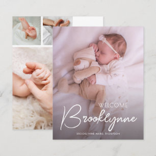 Papier Faire-part de naissance à l'écriture blanche sur p
