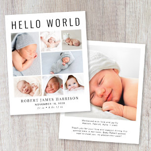 Papier Faire-part de naissance avec collage de photos mod