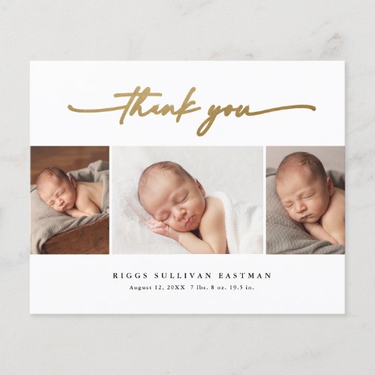 Papier Faire-part de naissance Bébé Script Budget 3 Photo (Devant)