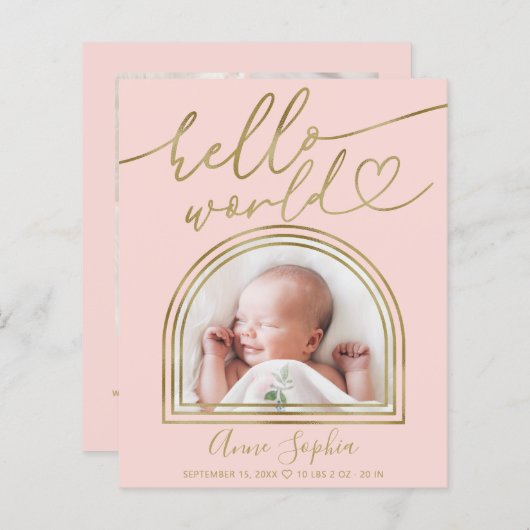 Papier Faire-part de naissance Budget du cadre Arch World (Devant / Derrière)