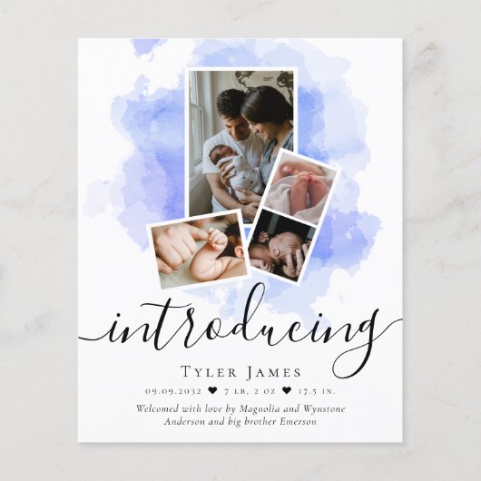 Papier FAIRE-PART DE NAISSANCE de collage de photos BUDGE (Devant)