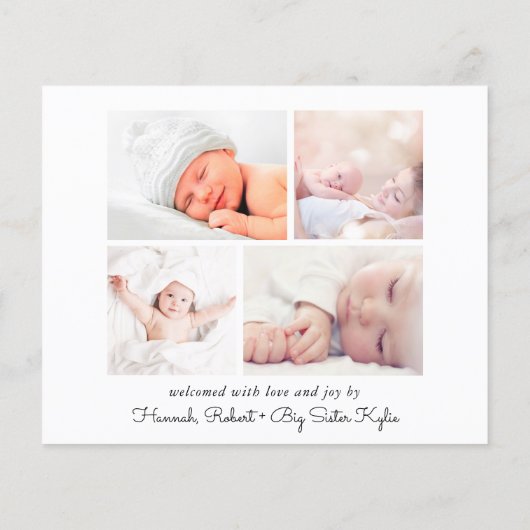 Papier Faire-part de naissance de collage photo minime du (Dos)