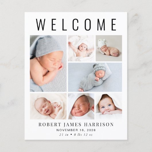 Papier Faire-part de naissance de collage photo moderne (Devant)