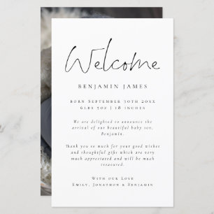 Papier Faire-part de naissance de Merci d'accueil de phot